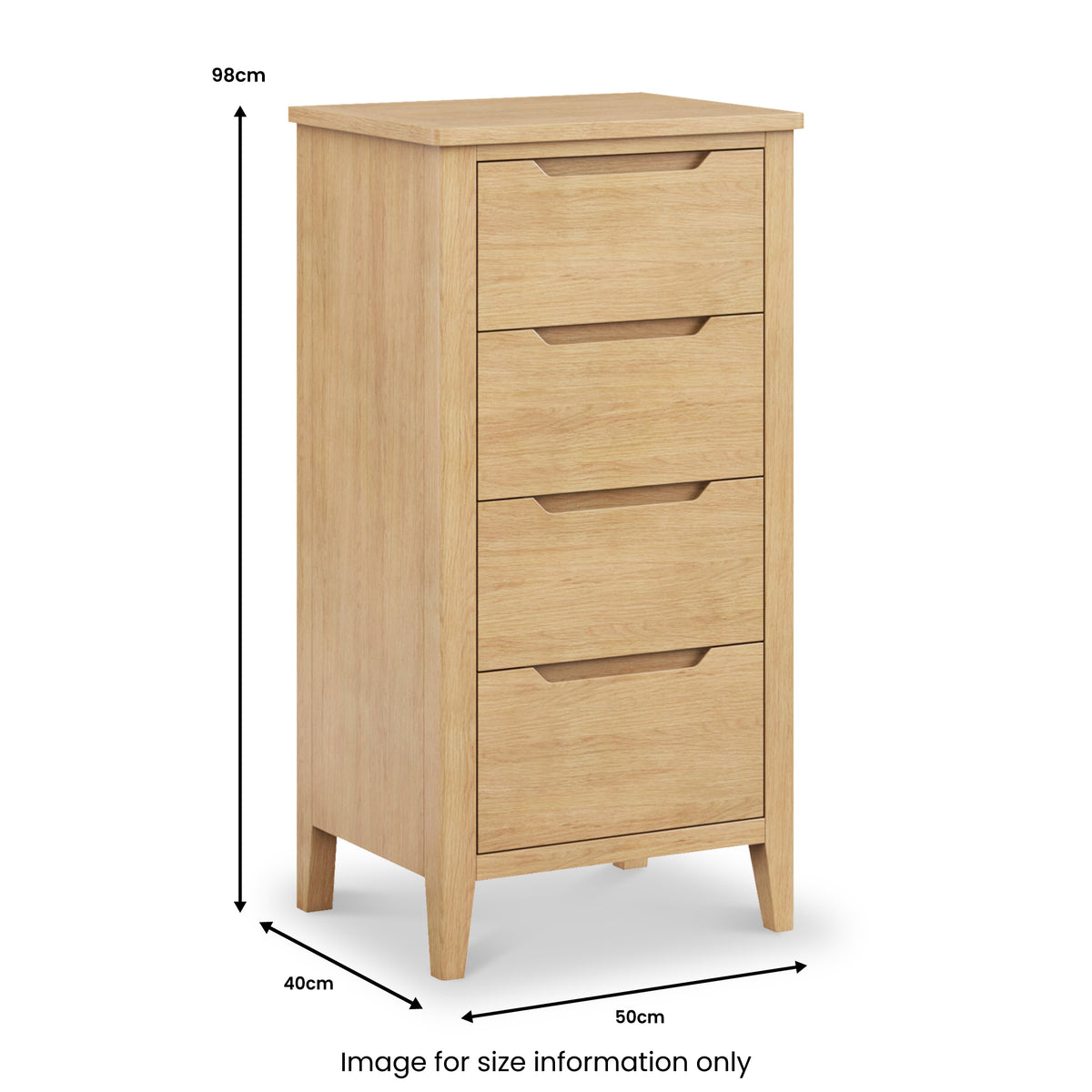Camdale Oak 4 Drawer Tall Boy Chest from Roseland Furniture