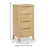 Camdale Oak 4 Drawer Tall Boy Chest from Roseland Furniture