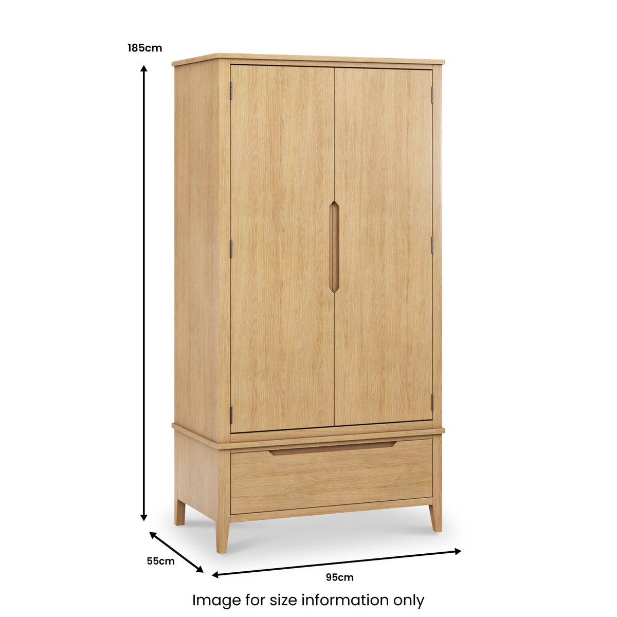 Camdale Oak Double Wardrobe w Drawer from Roseland Furniture