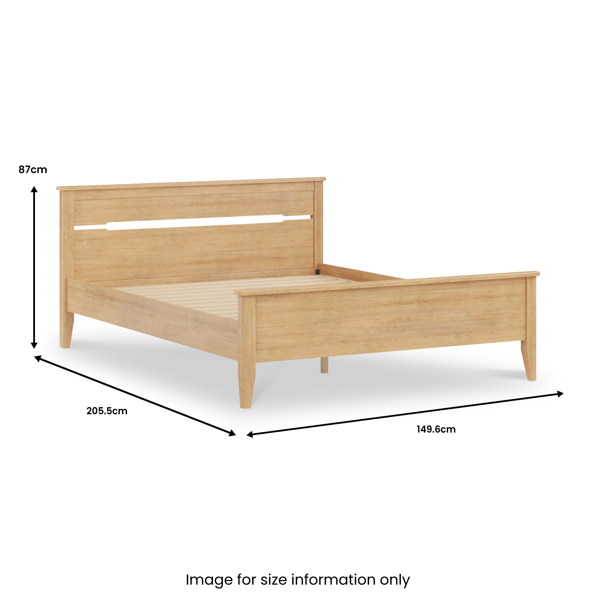 Camdale Oak Bed Frame for Scandi Bedroom | Double King | Roseland
