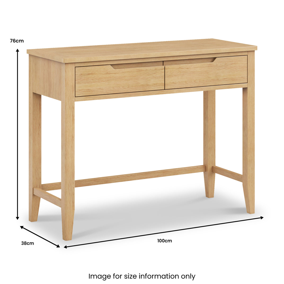 Camdale Oak 2 Drawer Dressing Table dimensions