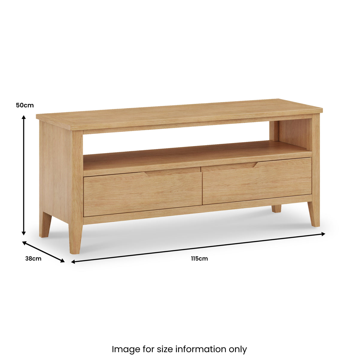 Durham Oak Wide 115cm TV Unit from Roseland Furniture