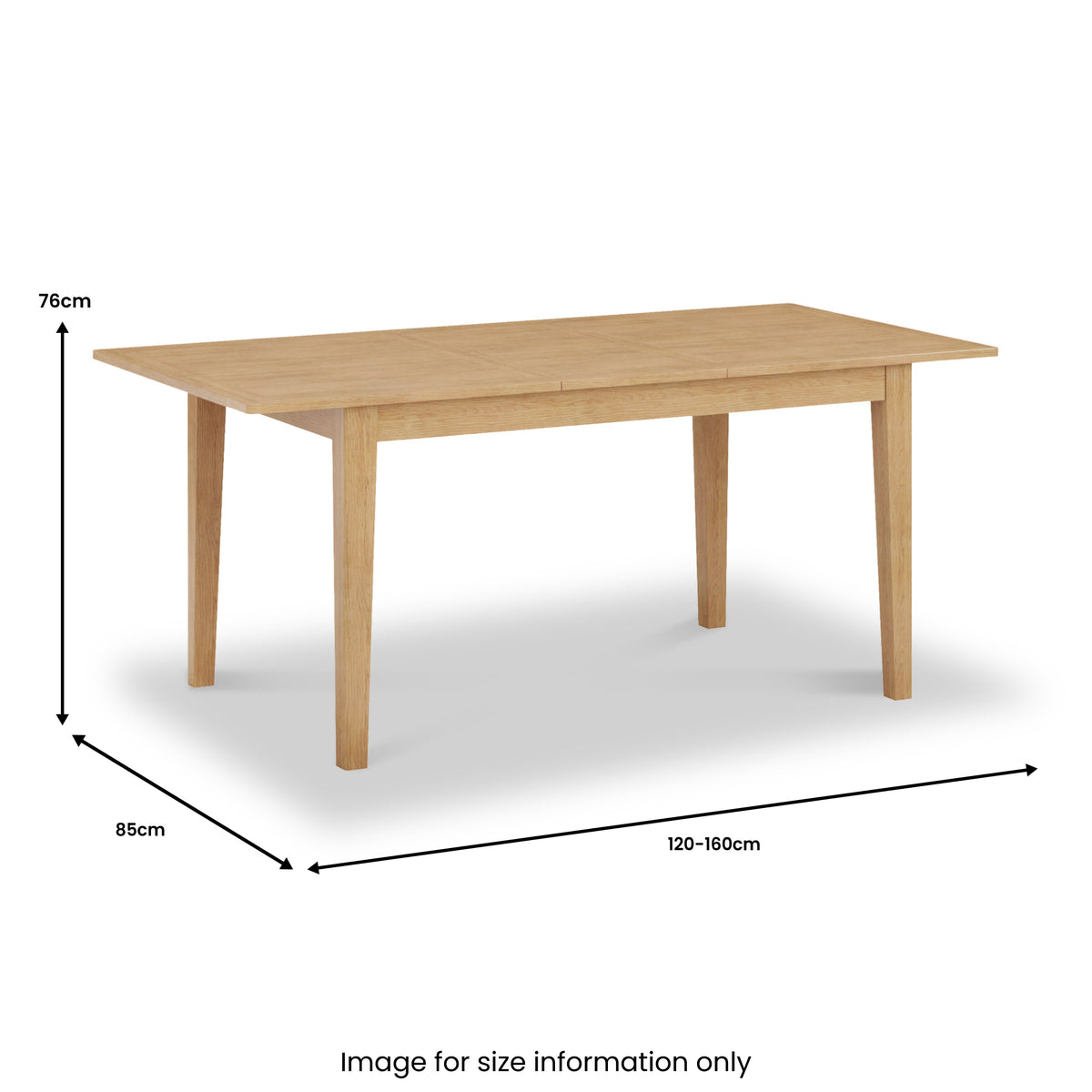 Durham Oak 120 160cm Ext Dining Table from Roseland Furniture