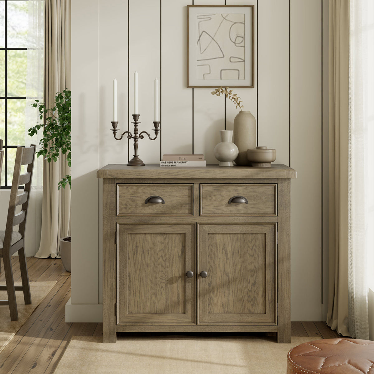 Taunton Smoked Oak Mini Sideboard 80cm from Roseland Furniture