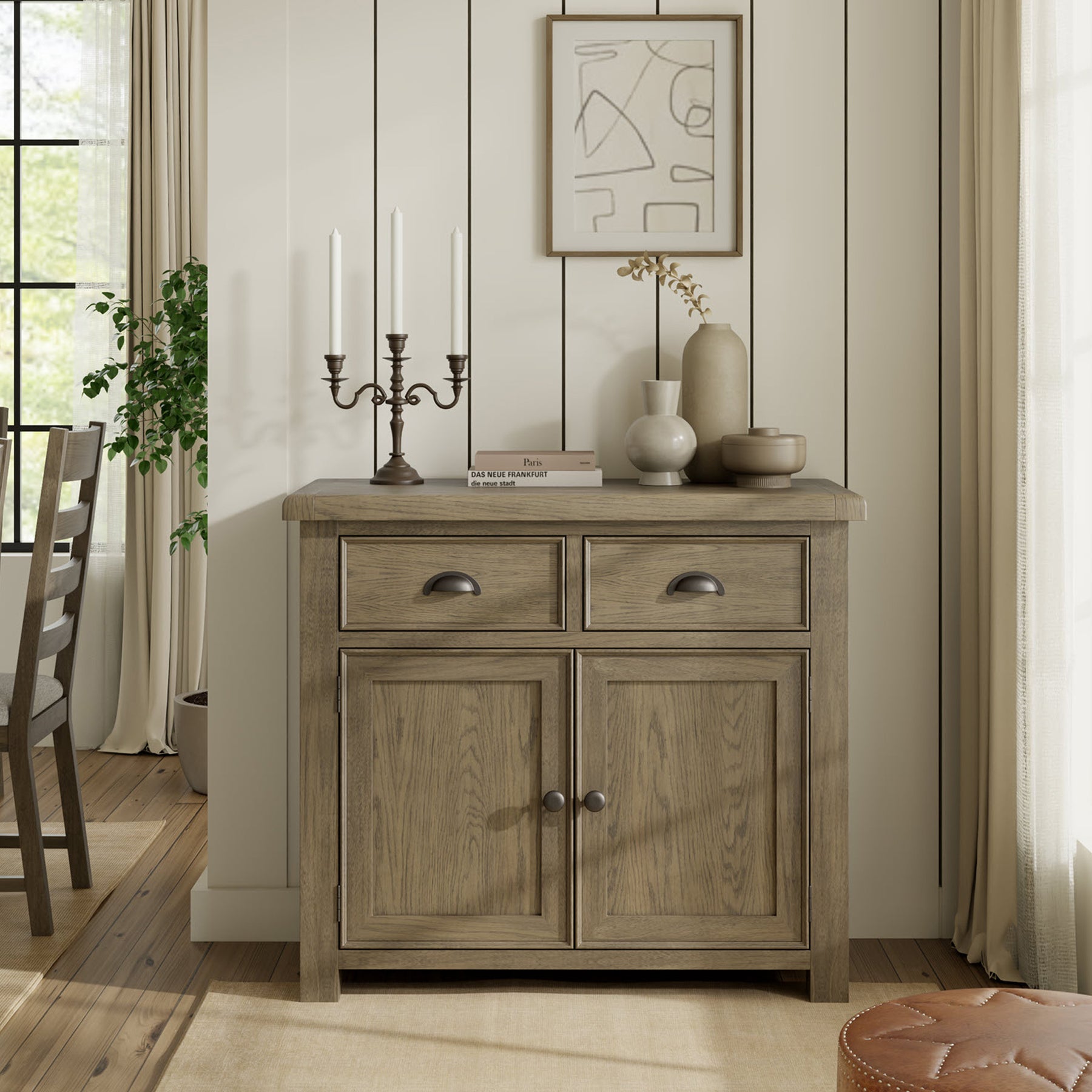 Taunton Smoked Oak Mini Sideboard 80cm from Roseland Furniture