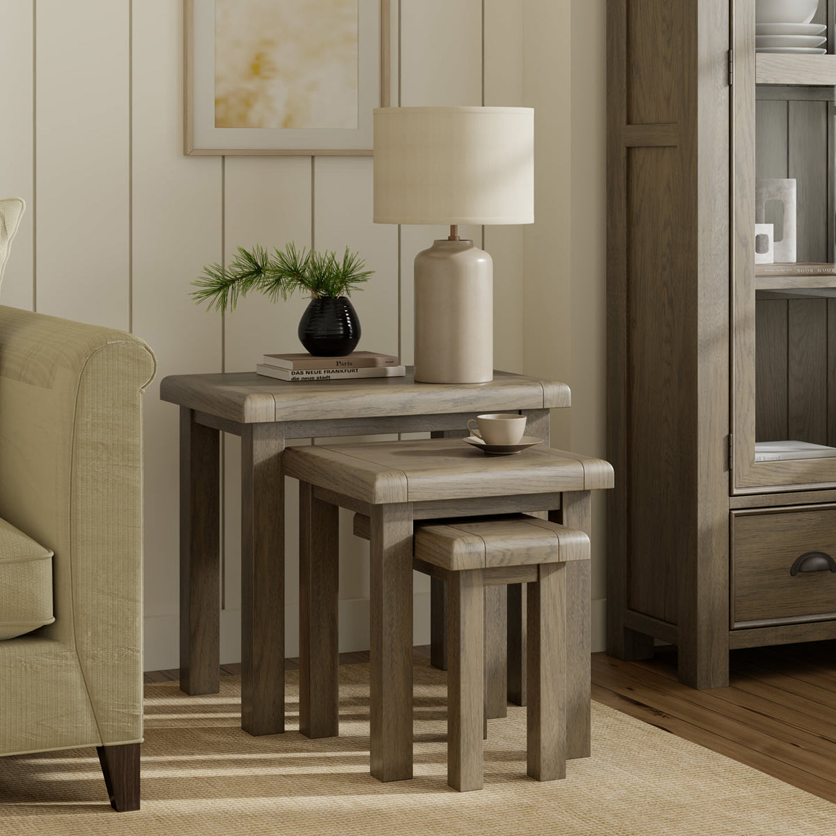 Taunton Smoked Oak Nest of 3 Tables from Roseland Furniture