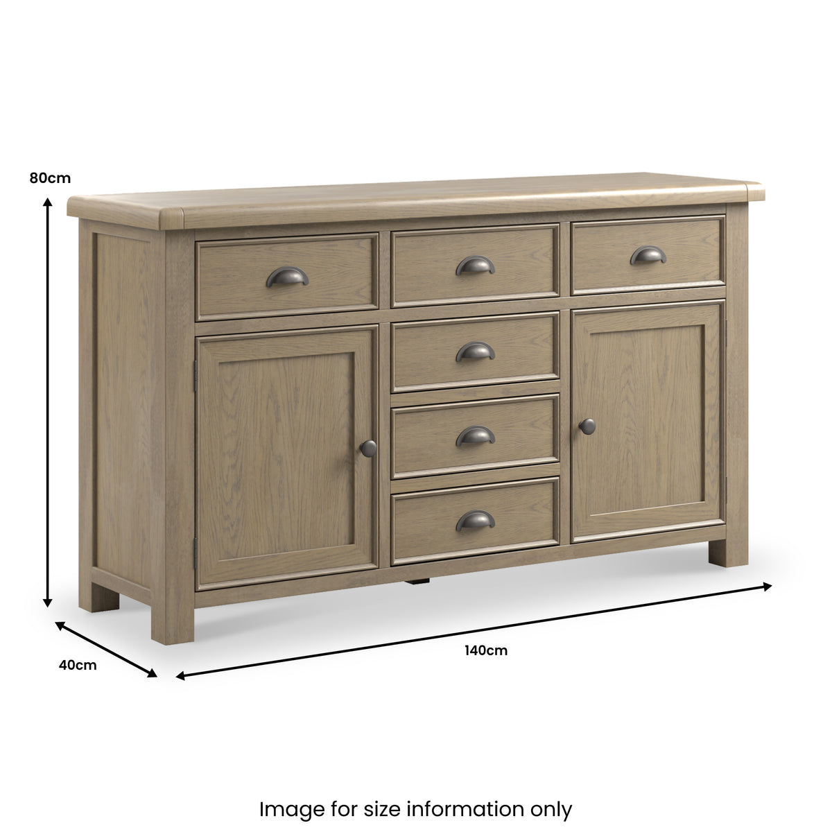 Taunton Smoked Oak Extra Large Sideboard dimensions