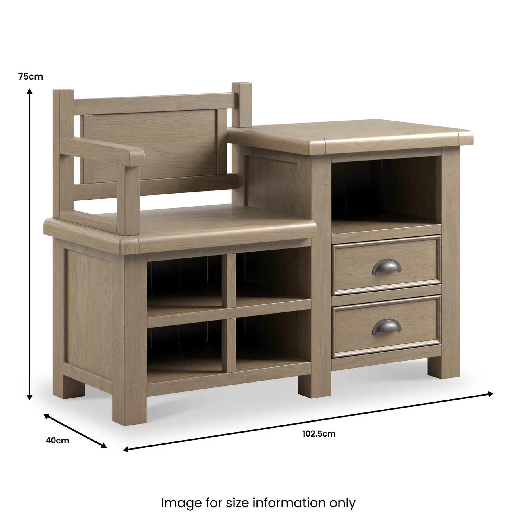 Taunton Smoked Oak Hall Bench from Roseland Furniture