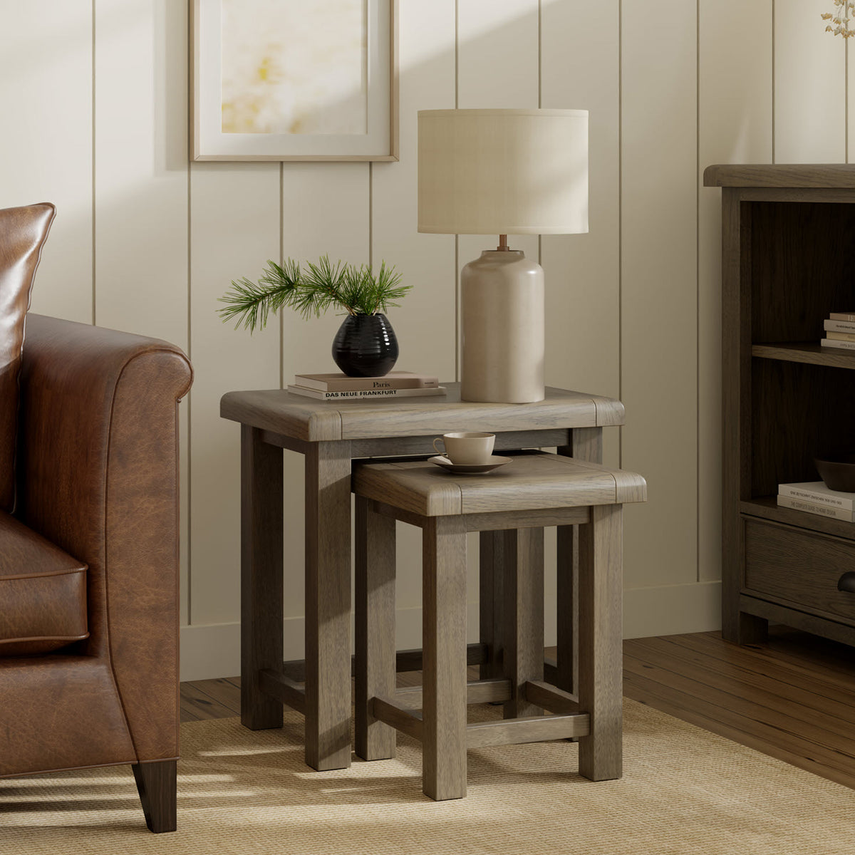 Taunton Smoked Oak Nest 2 Tables from Roseland Furniture