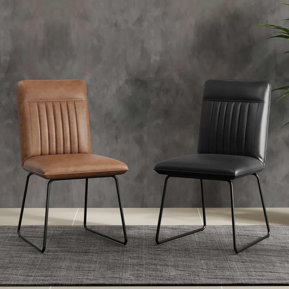 Mawby Faux Leather Dining Chair Black from Roseland Furniture