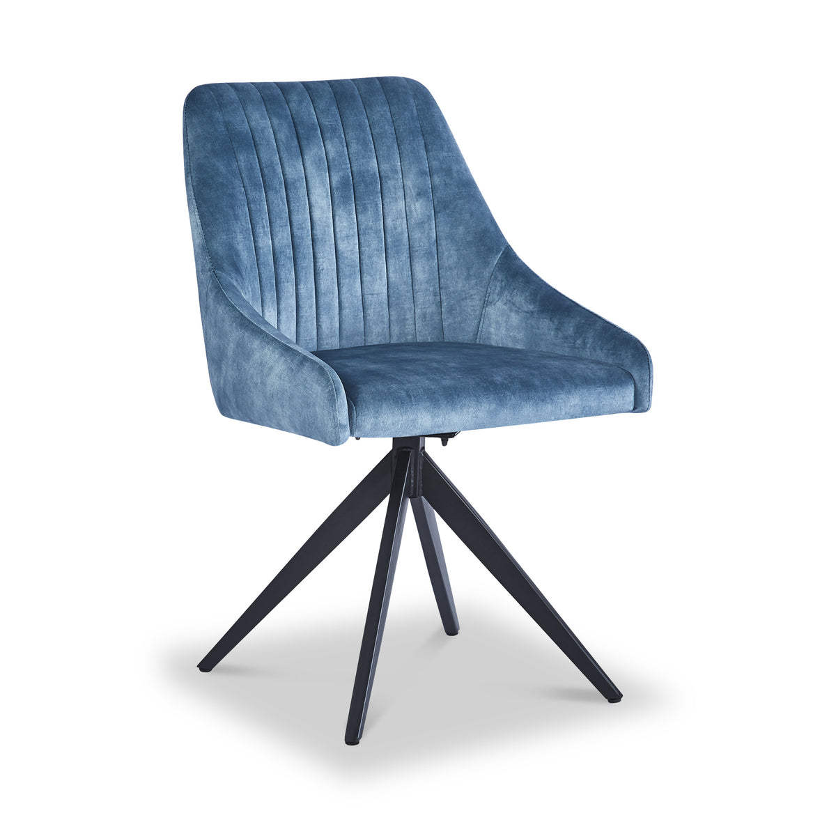 Lawson Velvet Dining Chair Blue Black Legs from Roseland Furniture