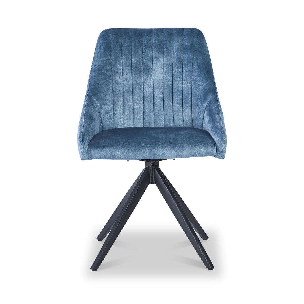 Lawson Velvet Dining Chair Blue Black Legs from Roseland Furniture