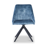 Lawson Velvet Dining Chair Blue Black Legs from Roseland Furniture