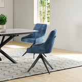 Lawson Velvet Dining Chair Blue Black Legs from Roseland Furniture
