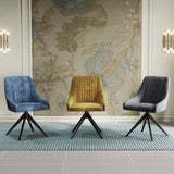Lawson Velvet Dining Chair Blue Black Legs from Roseland Furniture