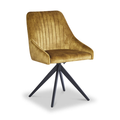 Lawson Velvet Swivel Dining Chair with Black Legs