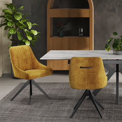 Lawson Velvet Swivel Dining Chair with Black Legs