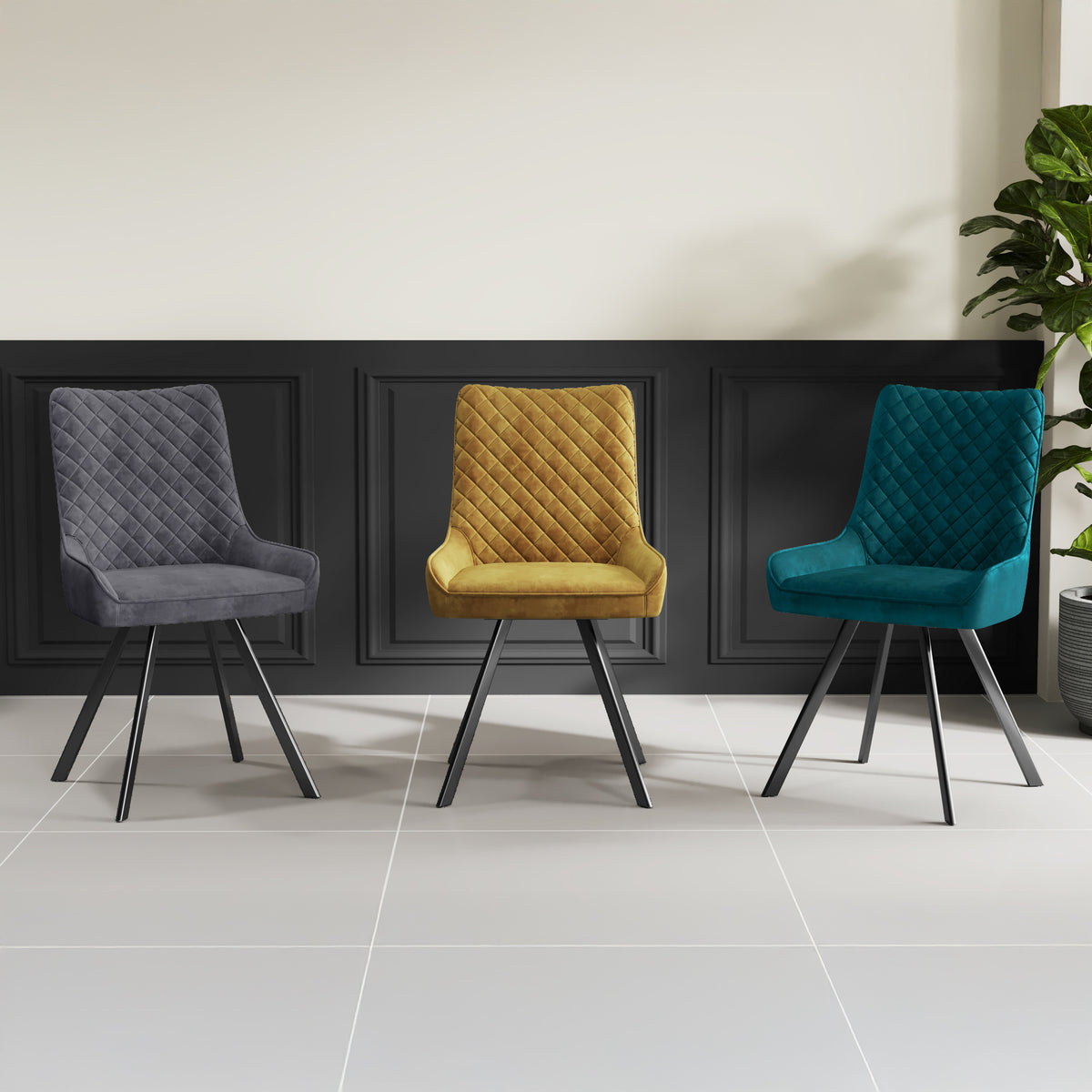 Sharynn Velvet Dining Chair Light Grey from Roseland Furniture