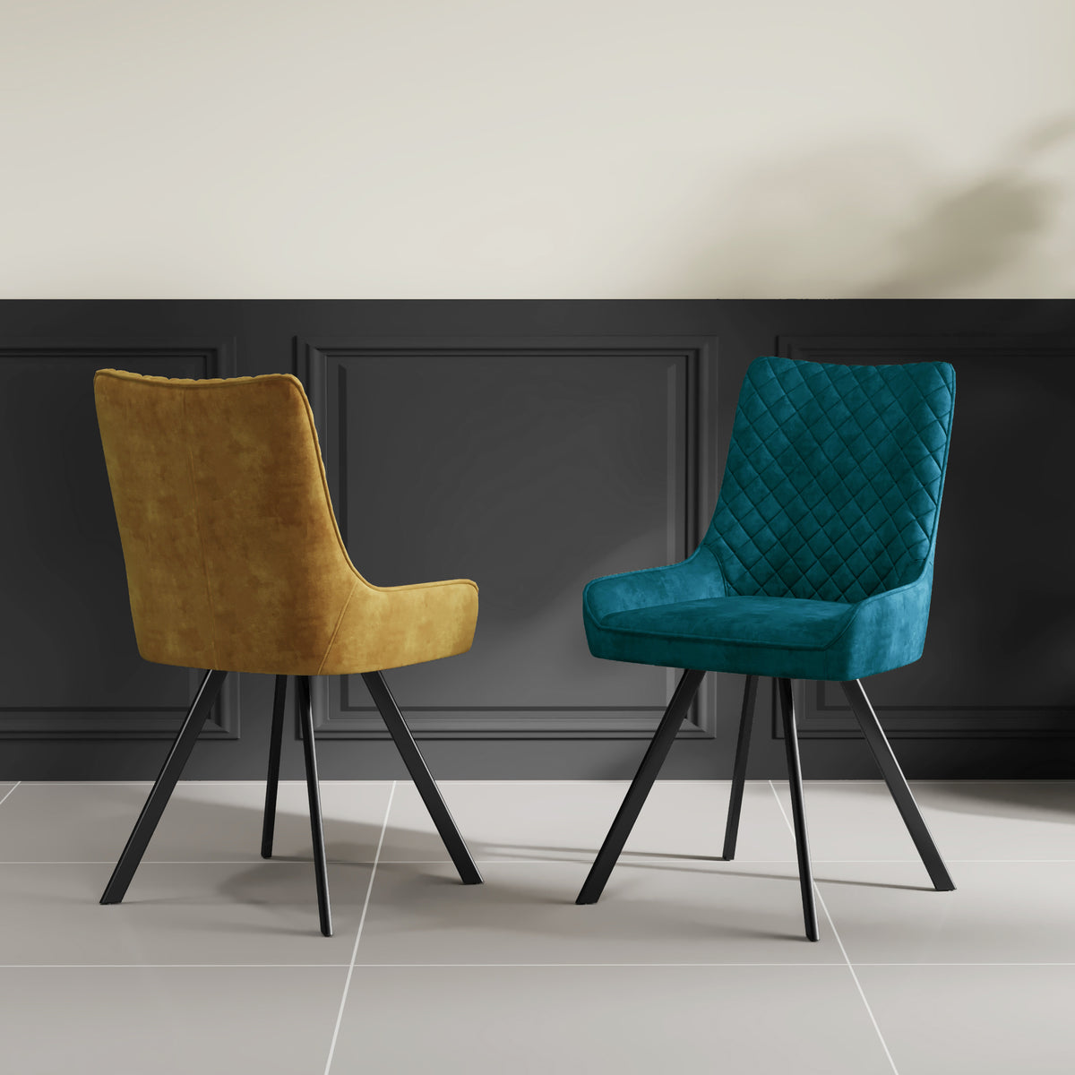Sharynn Velvet Dining Chair Mustard from Roseland Furniture