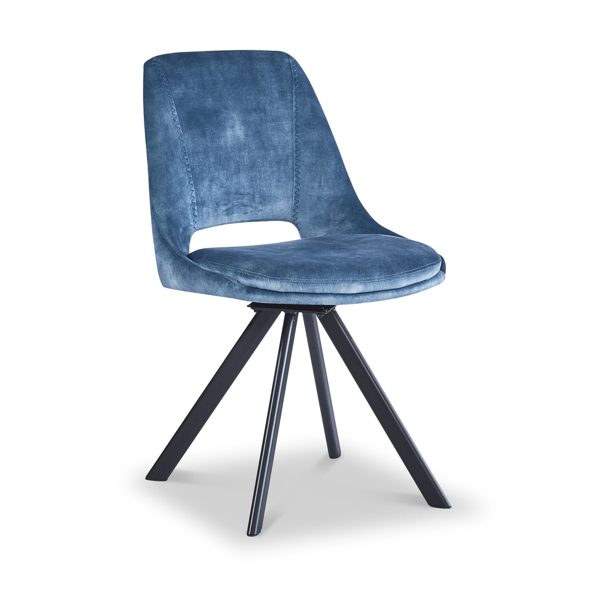 Malvern Velvet Swivel Dining Chair Blue from Roseland Furniture