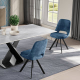 Malvern Velvet Swivel Dining Chair Blue from Roseland Furniture