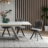 Malvern Velvet Swivel Dining Chair Grey from Roseland Furniture