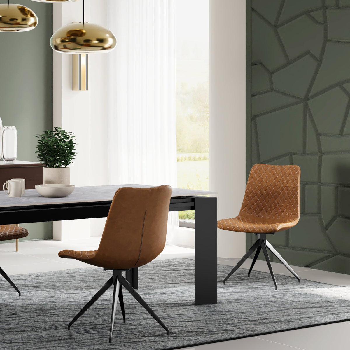 Saunder Faux Leather Dining Chair Brown from Roseland Furniture