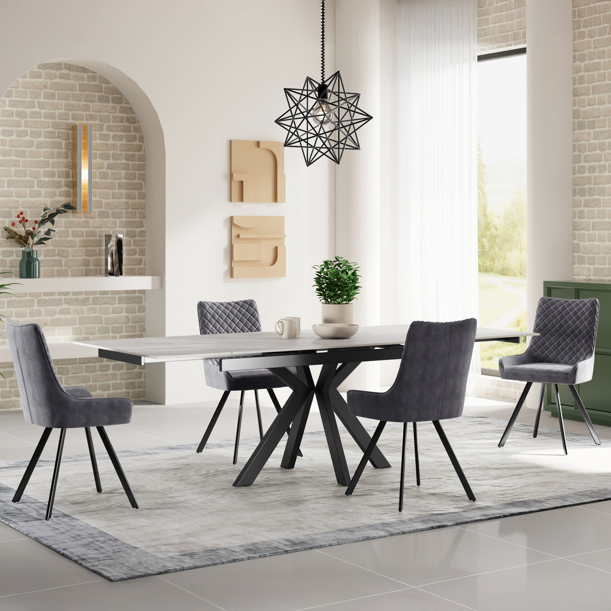 Boyston 120 180cm Ext Dining Table Grey Matt from Roseland Furniture
