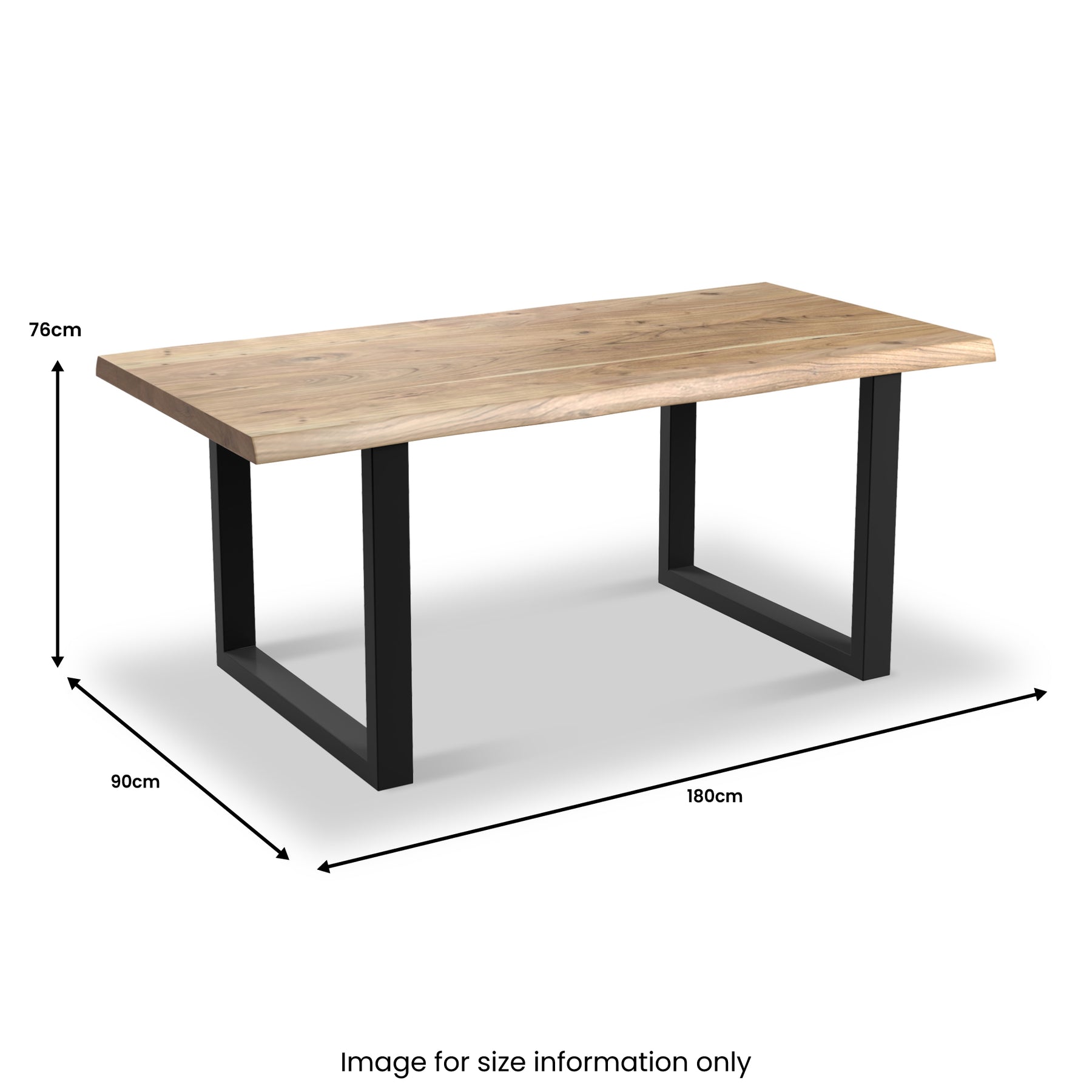 Zahra Acacia 180cm Dining Table U Leg from Roseland Furniture