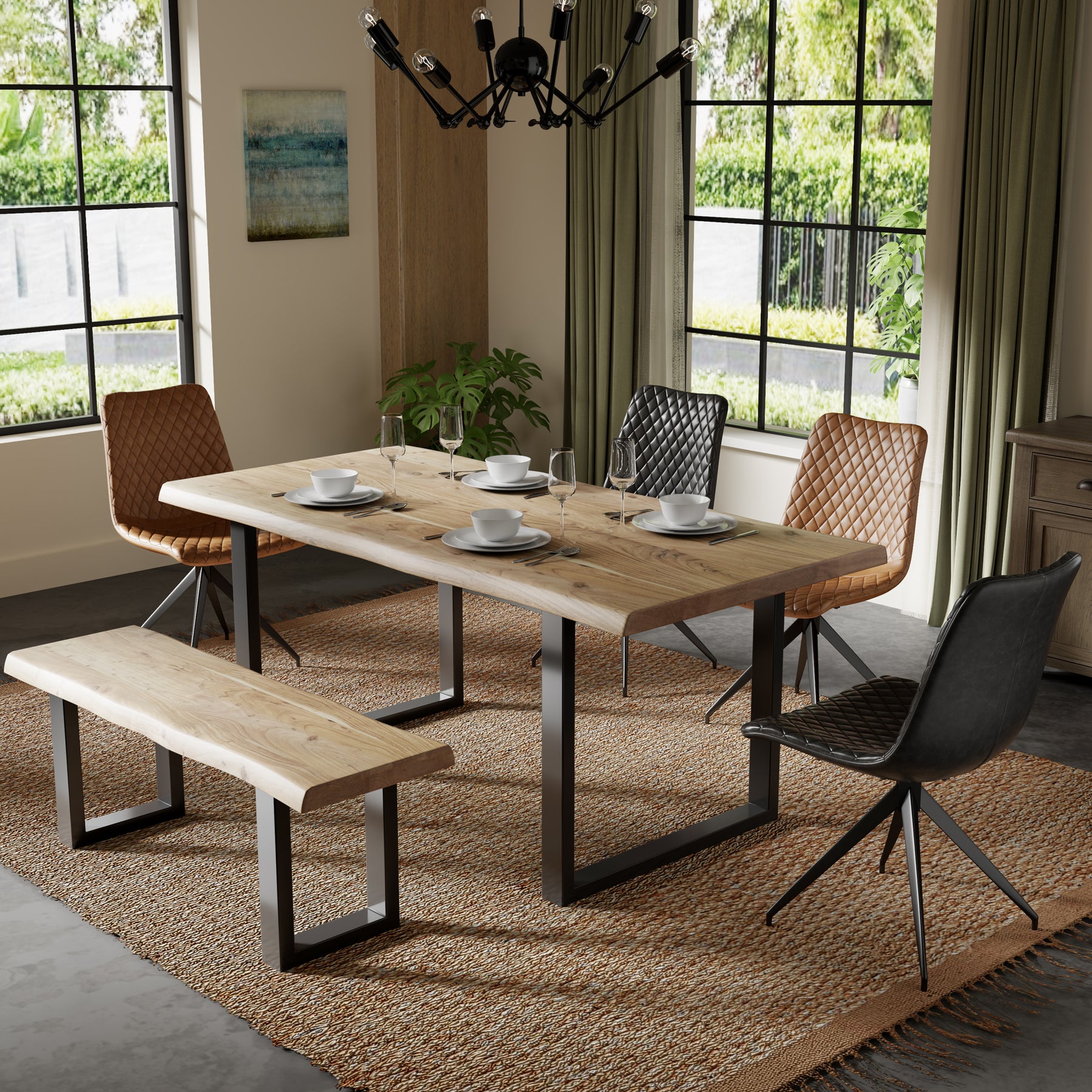 Zahra Acacia 180cm Dining Table U Leg from Roseland Furniture