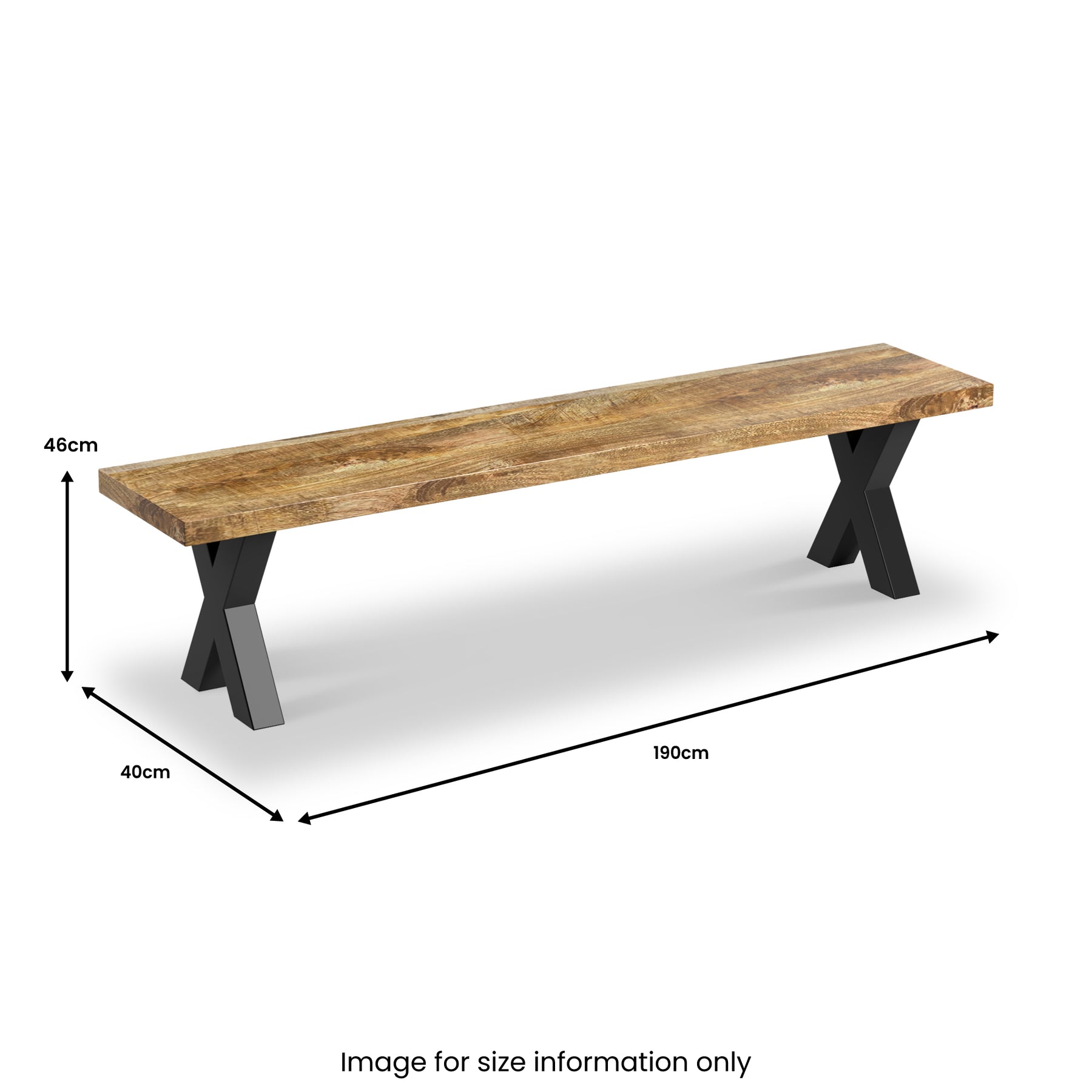 Tobiah Mango Wood Bench X Leg from Roseland Furniture