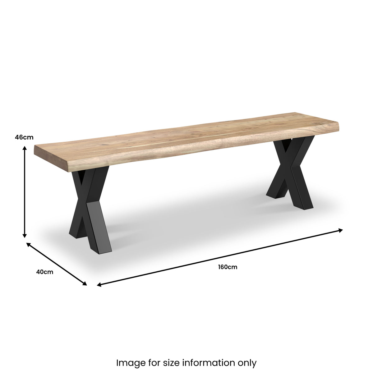 Petra Acacia 180cm Dining Bench X Leg from Roseland Furniture