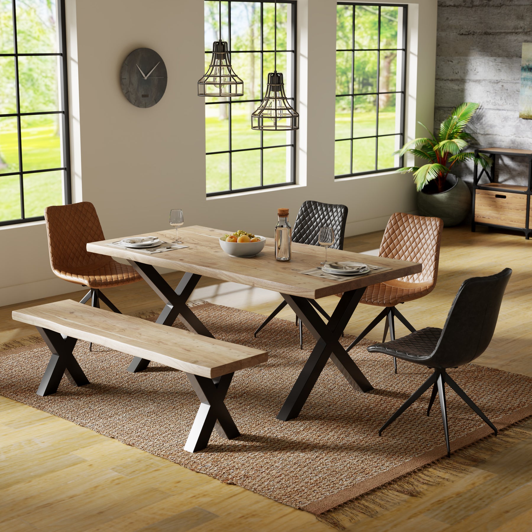 Petra Acacia 180cm Dining Bench X Leg from Roseland Furniture