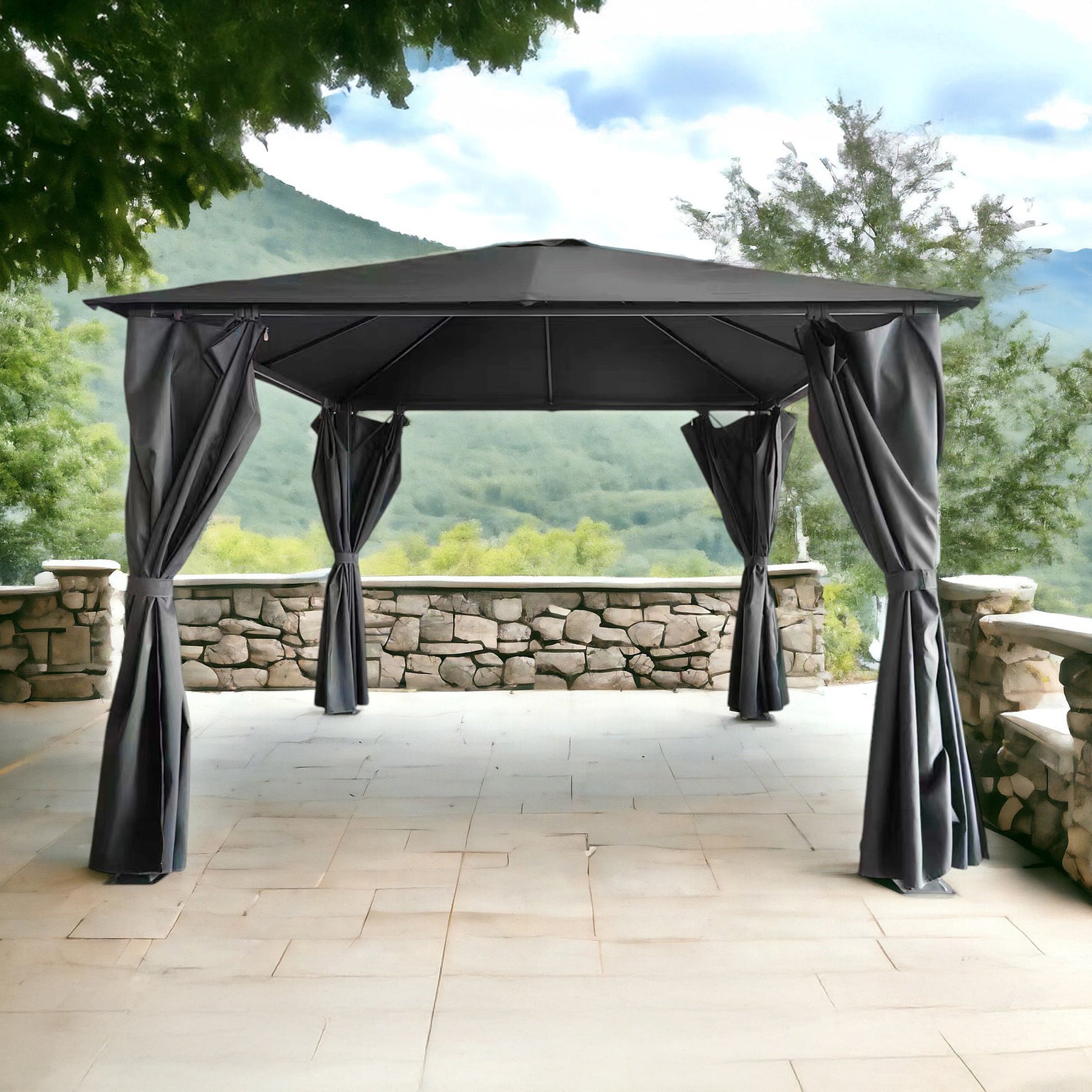 Titan 3x3m Galvanised Steel Gazebo Grey from Roseland Furniture