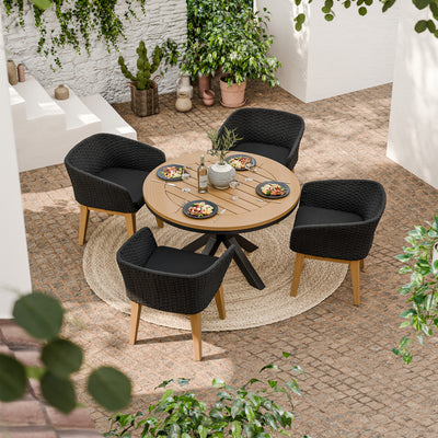Tuscany 4 Seater Round Dining Set with Eden Night Dining Chairs