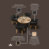 Tuscany 4 Seater Round Dining Set with Eden Night Dining Chairs