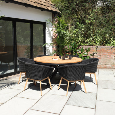 Tuscany 6 Seater Round Dining Set with Eden Night Dining Chairs