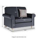 Thomas Navy Snuggle Chair Size Guide by Roseland Furniture