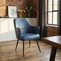 Billie Blue Leather Carver Dining Chair from Roseland Furniture