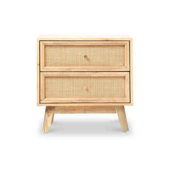 Venti Mango and Cane 2 Drawer Bedside Table