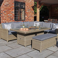 Wentworth 170cm Fire Pit Dine or Lounge Rattan Set with Bench from Roseland Furniture