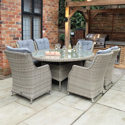 Wentworth 6 Seat 200cm Ellipse Highback Rattan Dining Set