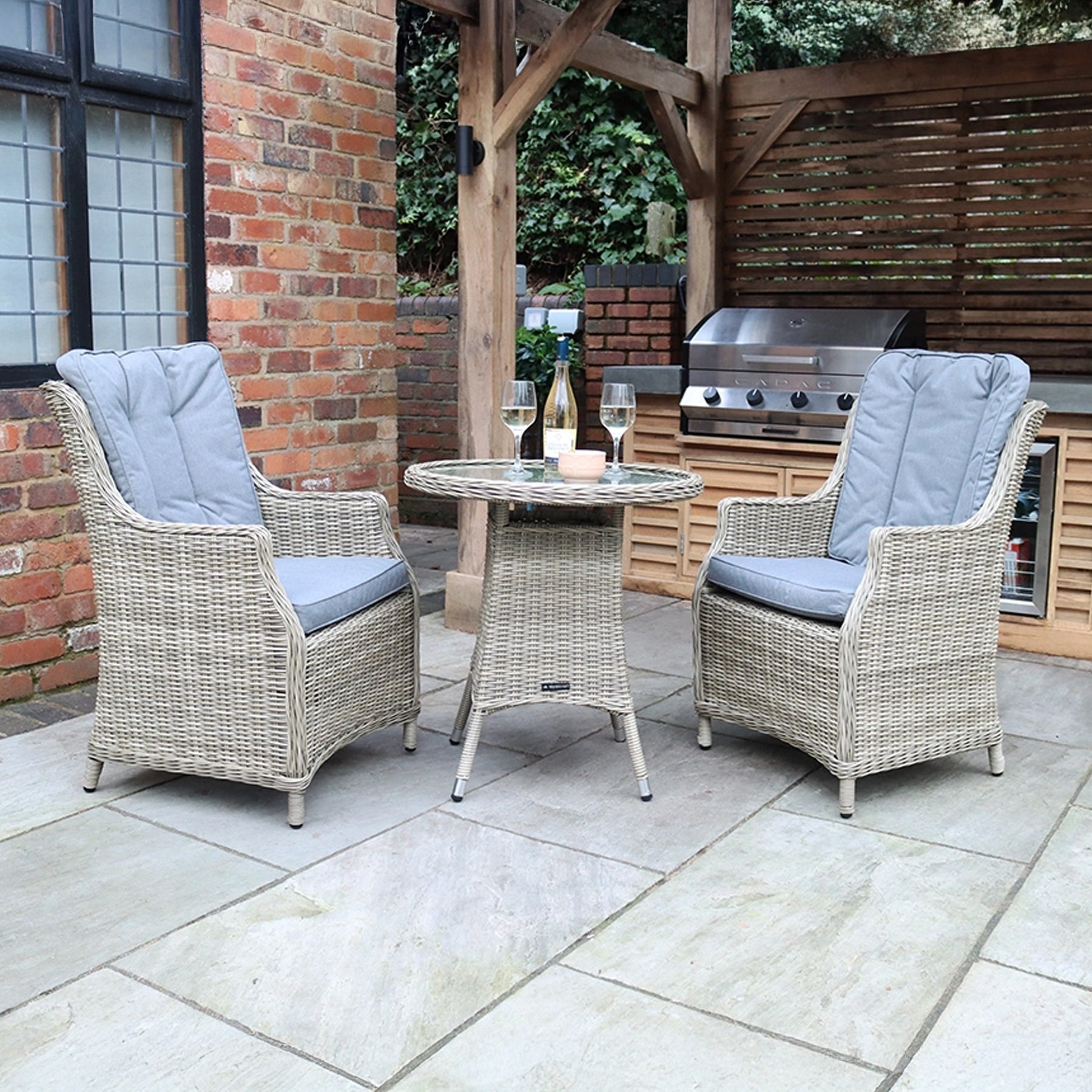 Wentworth 2 Seat High Back Rattan Bistro Set Front1 from Roseland Furniture
