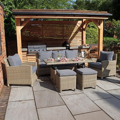 Wentworth Deluxe Rattan Sofa Lounge Set with Height Adjustable Table