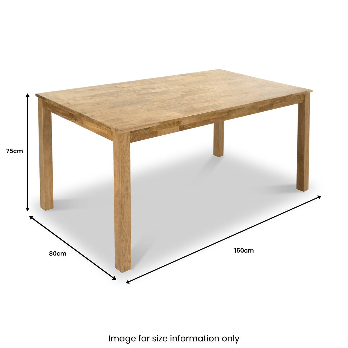 Wadebridge Oak 150cm Dining Table dimensions