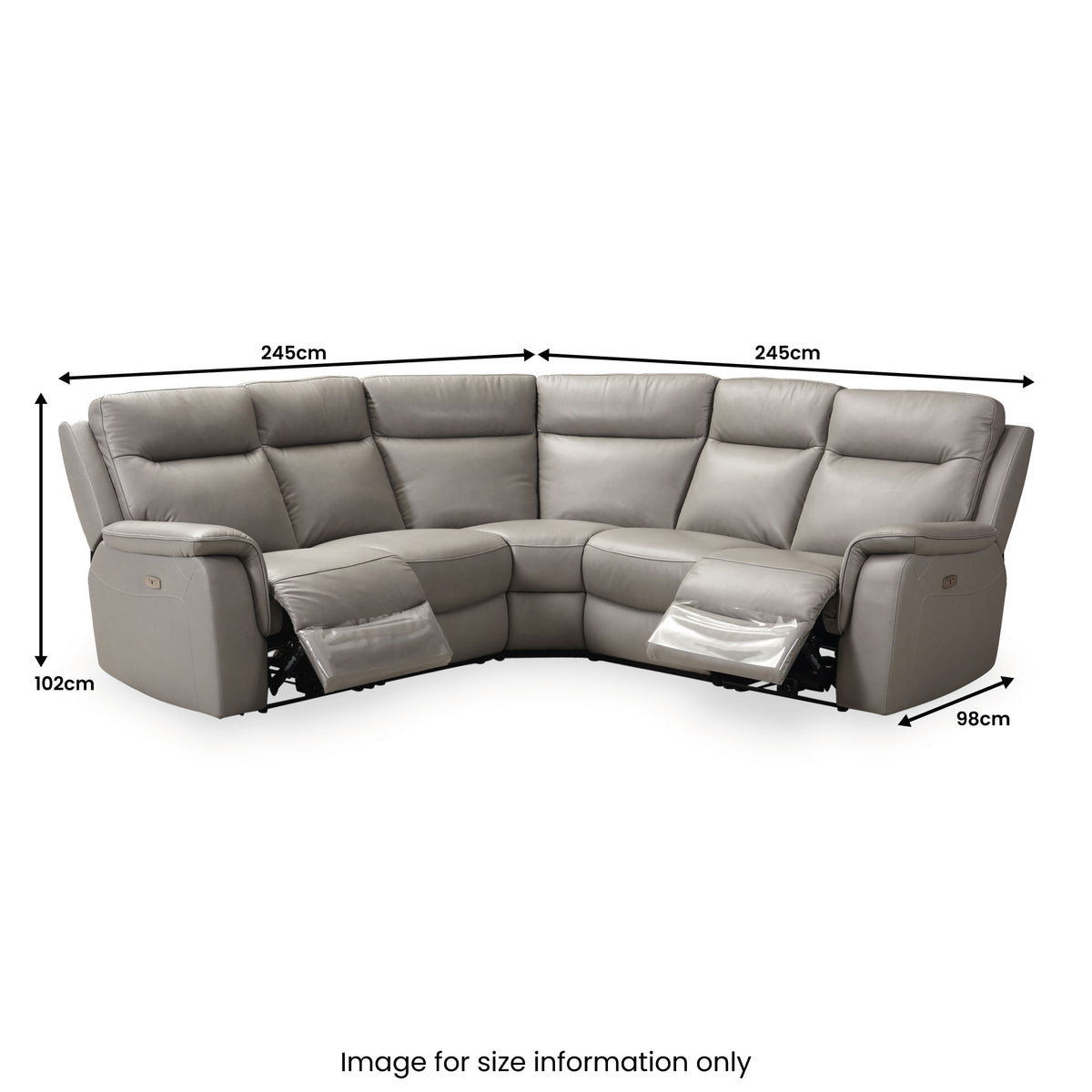 Walter Grey Leather Electric Reclining Large Corner Sofa dimensions