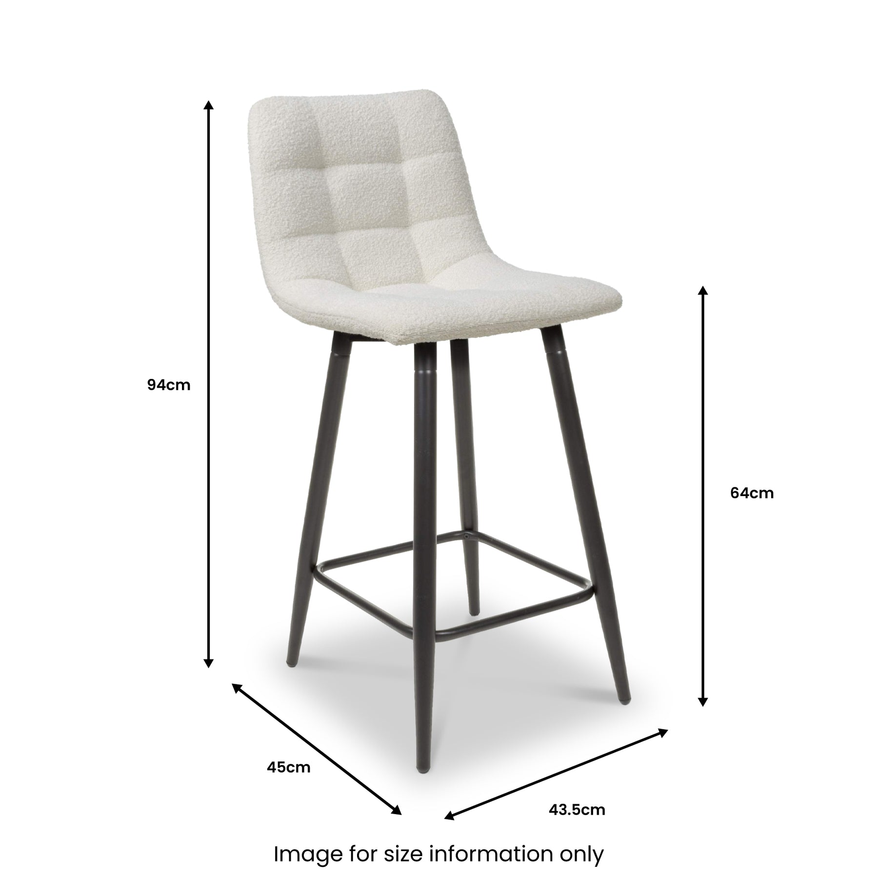 Wenford Faux Linen Bar Stool dimensions
