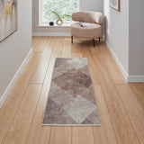 Brown Atherley Diamond Washable Runner Rug from Roseland Furniture