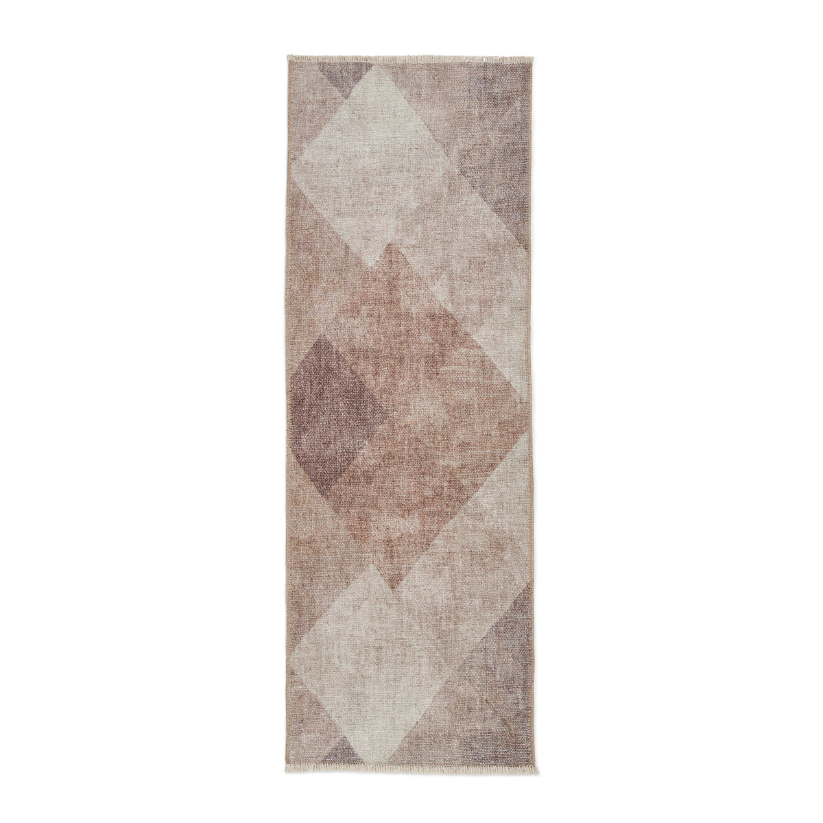 Brown Atherley Diamond Washable Runner Rug from Roseland Furniture