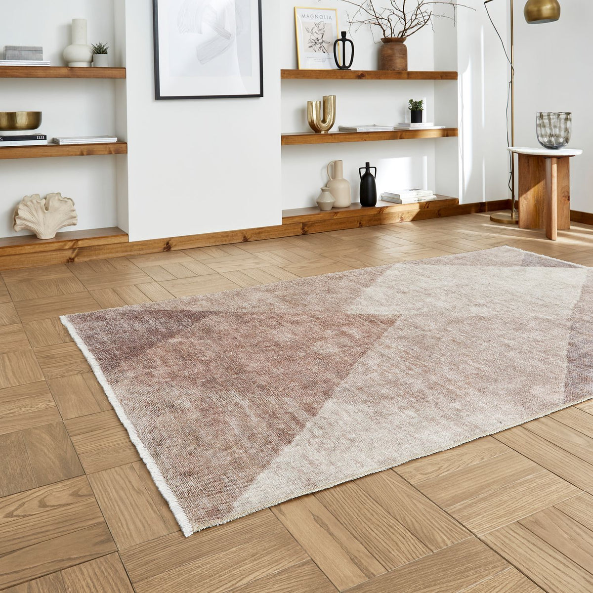 Brown Atherley Diamond Washable Rug from Roseland Furniture